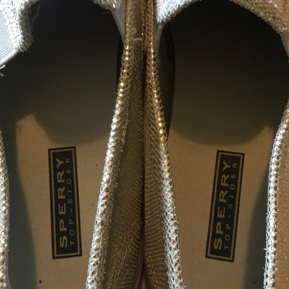 NWT Sperry Top-Sider Silver Metallic Leather Slip-on Shoes Size 8 - Picture 7 of 11